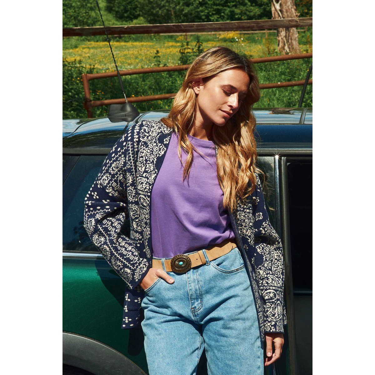 T-shirt manches courtes col rond uni TAMALA 46-violet, LA PETITE ETOILE