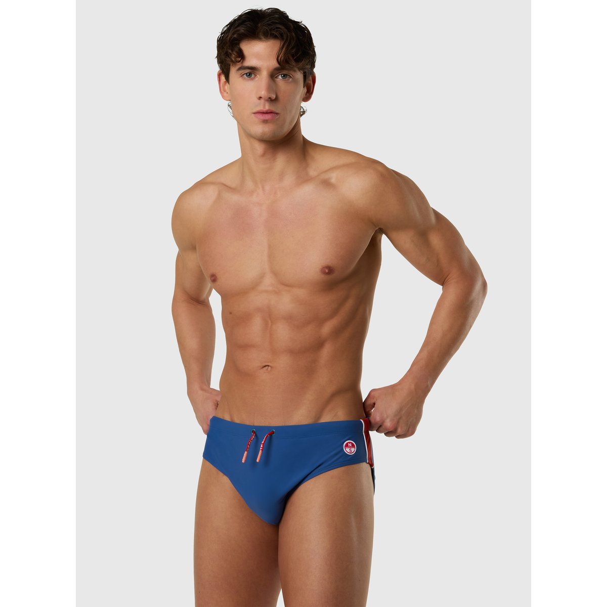 Slips de bain avec bandes latérales bleu électrique, NORTH SAILS