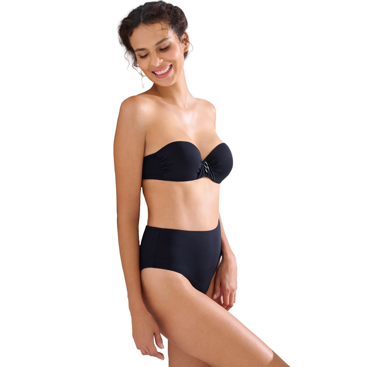 Haut maillot de bain bandeau balconnet préformé PALMA noir, LISCA