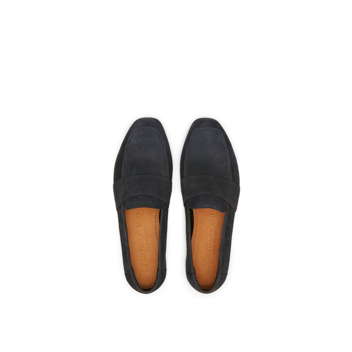 Loafer en cuir de vachette velours doux bleu foncé, MARC O'POLO