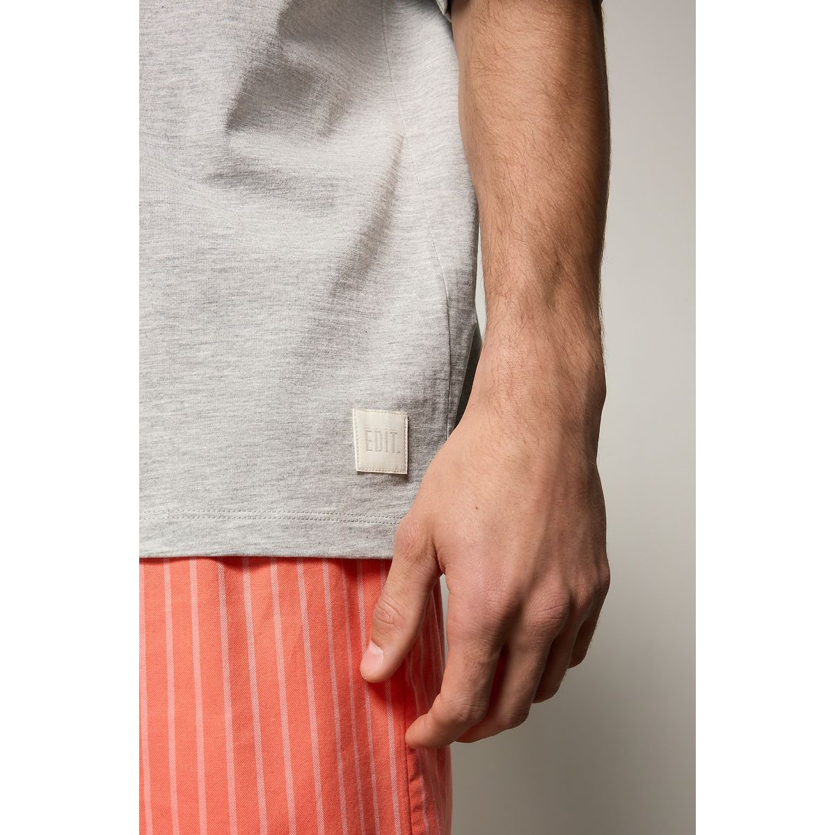 Pyjama short tissé gris/orange corail, NEXT