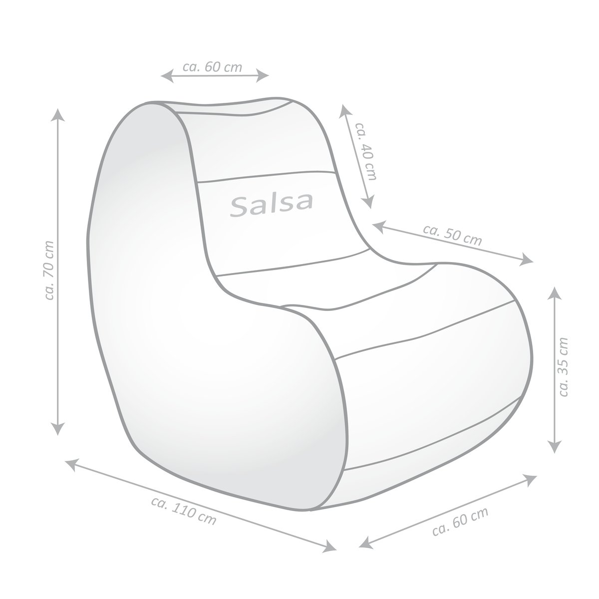 Pouf confort intérieur et extérieur SALSA SCUBA gris anthracite, MAGMA HEIMTEX