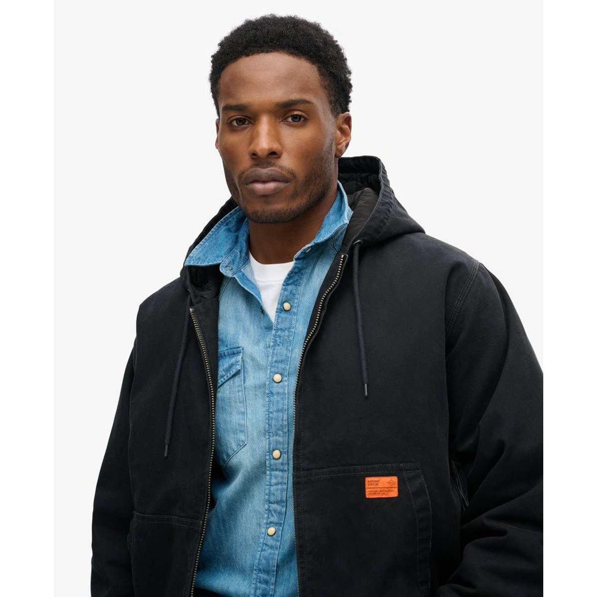 Bomber à capuche Surplus noir de jais, SUPERDRY