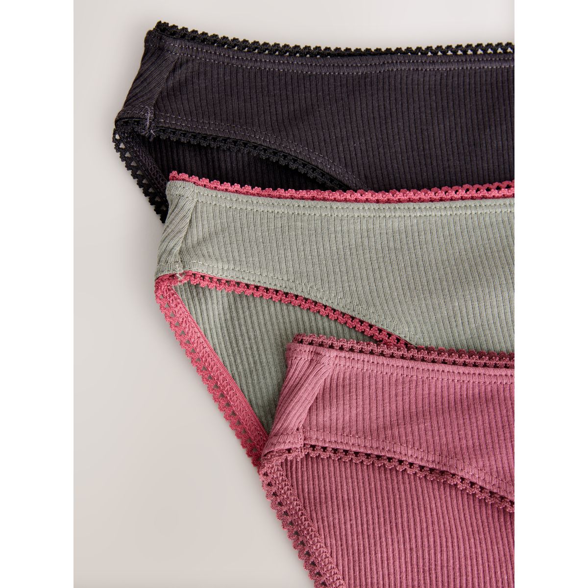 Culotte côtelée en coton, lot de 3 noir/rose/olive, NEXT