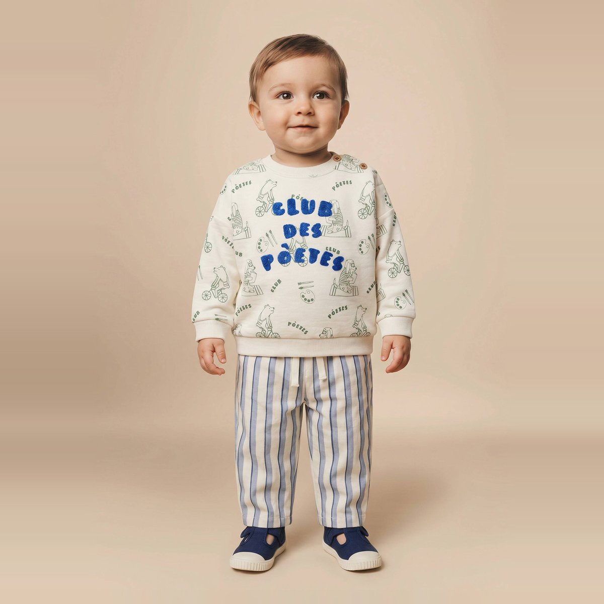 Sarouel raye en coton BIO GOTS hydrangea, BOUT'CHOU