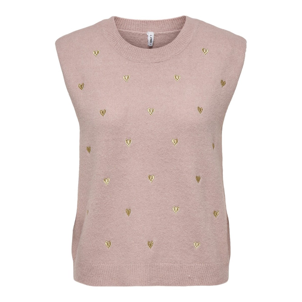 Pull col rond manches courtes rose, ONLY