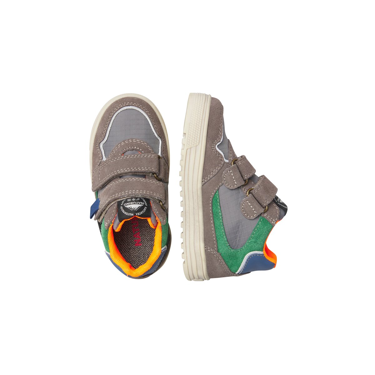 Sneakers en daim et tissu WANNY VL WP. anthracite-vert, NATURINO