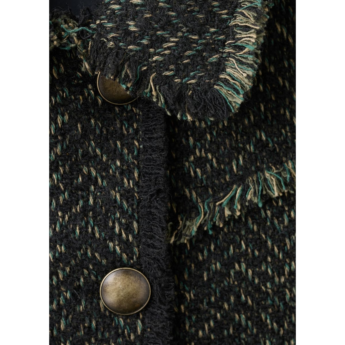 Veste tweed col à revers vert, MANGO