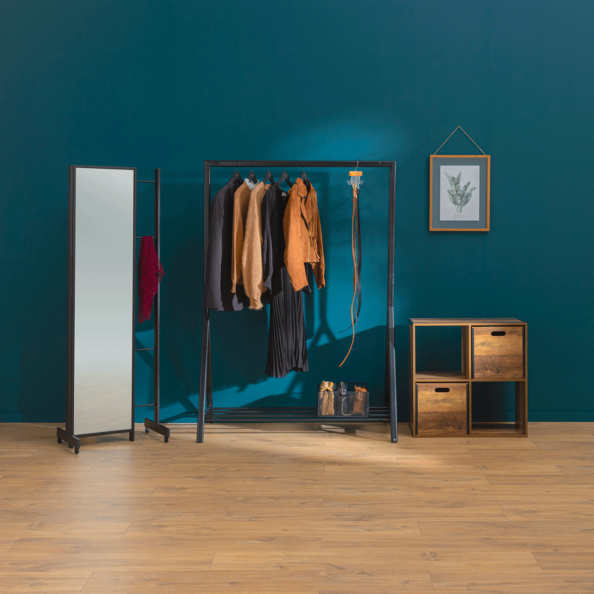 Étagère 4 cases en bois et métal MIX'N MODUL marron, 5FIVE SIMPLY SMART