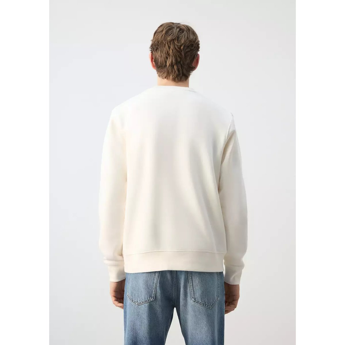 Sweat en coton intérieur soft-touch blanc, MANGO MAN
