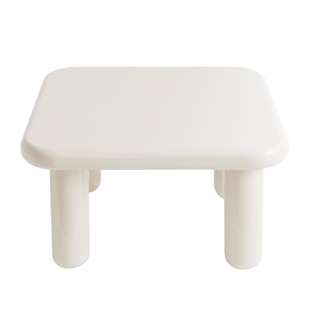 Table basse effet laqué carrée 75x75 cm style rétro, LUMA ivoire, OVIALA