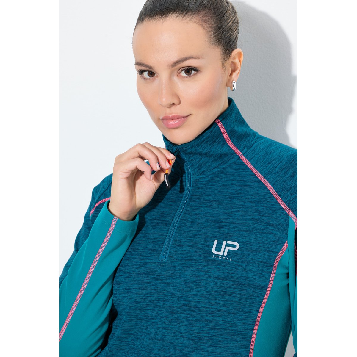 T-shirt technique slim à col montant pétrole foncé, ULLA POPKEN