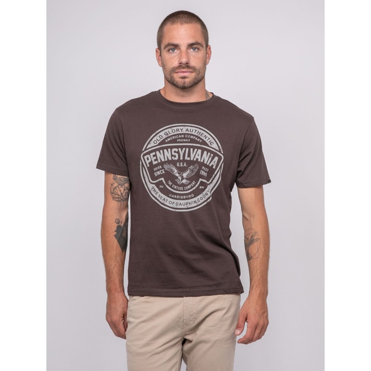 T-shirt Manches Courtes Imprimé Jimitri marron, RITCHIE