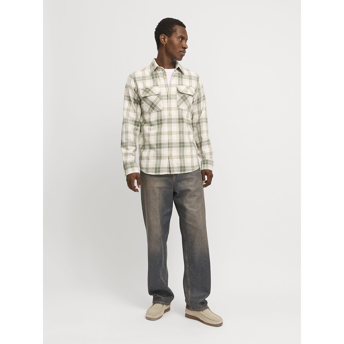 Surchemise en flanelle carreaux écru, JACK & JONES