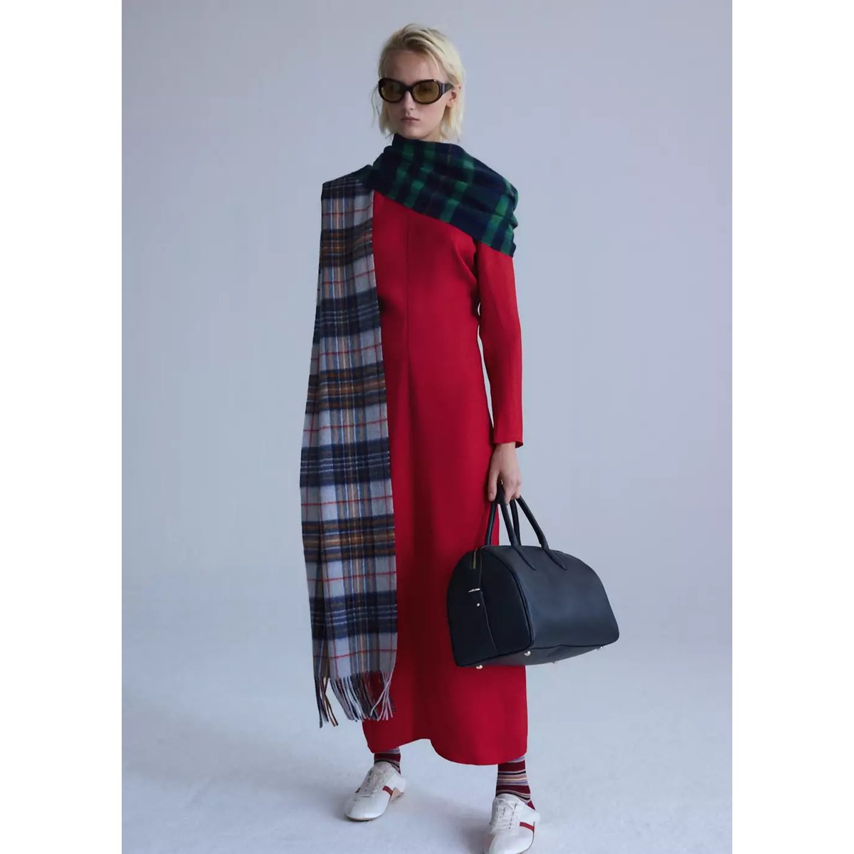 Robe maille détail froncé rouge, MANGO