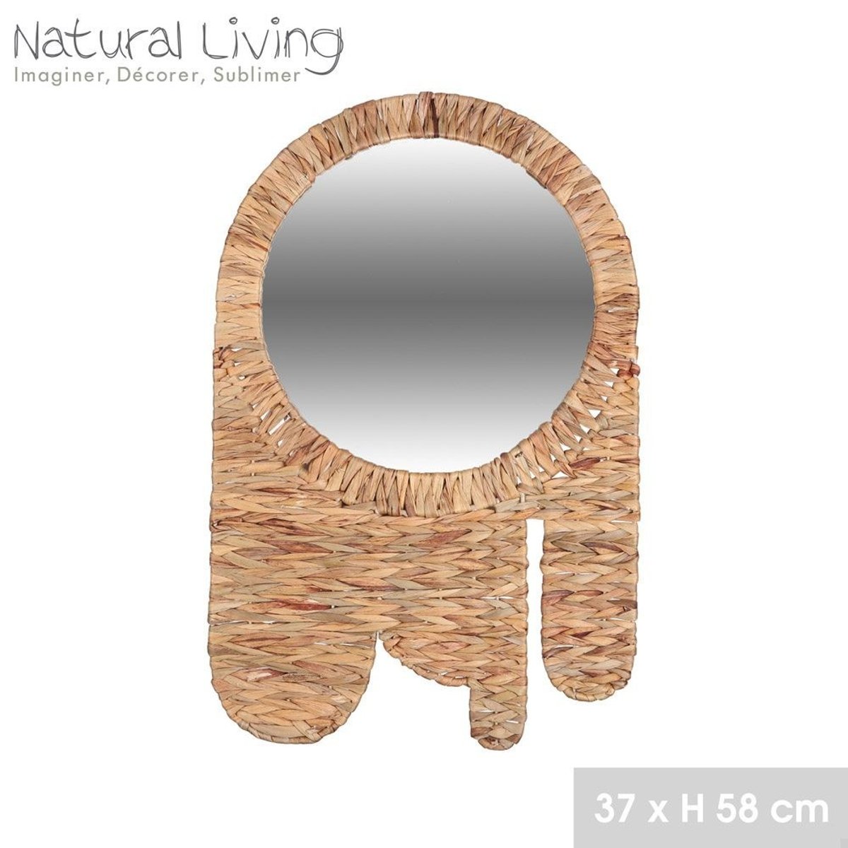 Miroir boho jacinthe d'eau petit modèle beige, DECORATIE