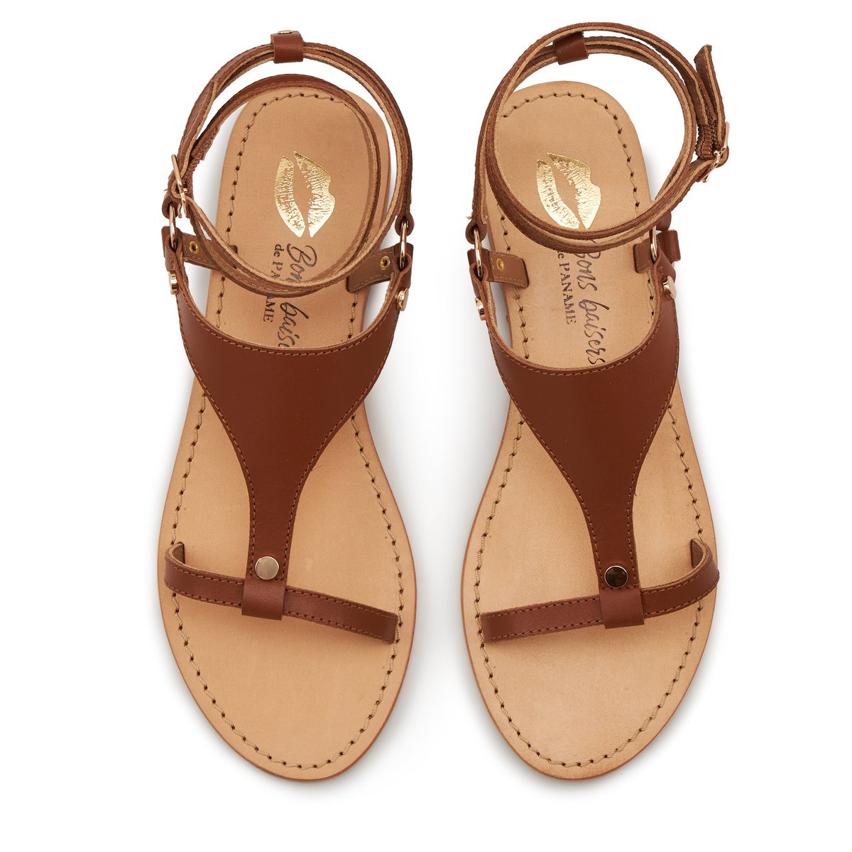 Sandales En Cuir Marbella cognac, BONS BAISERS