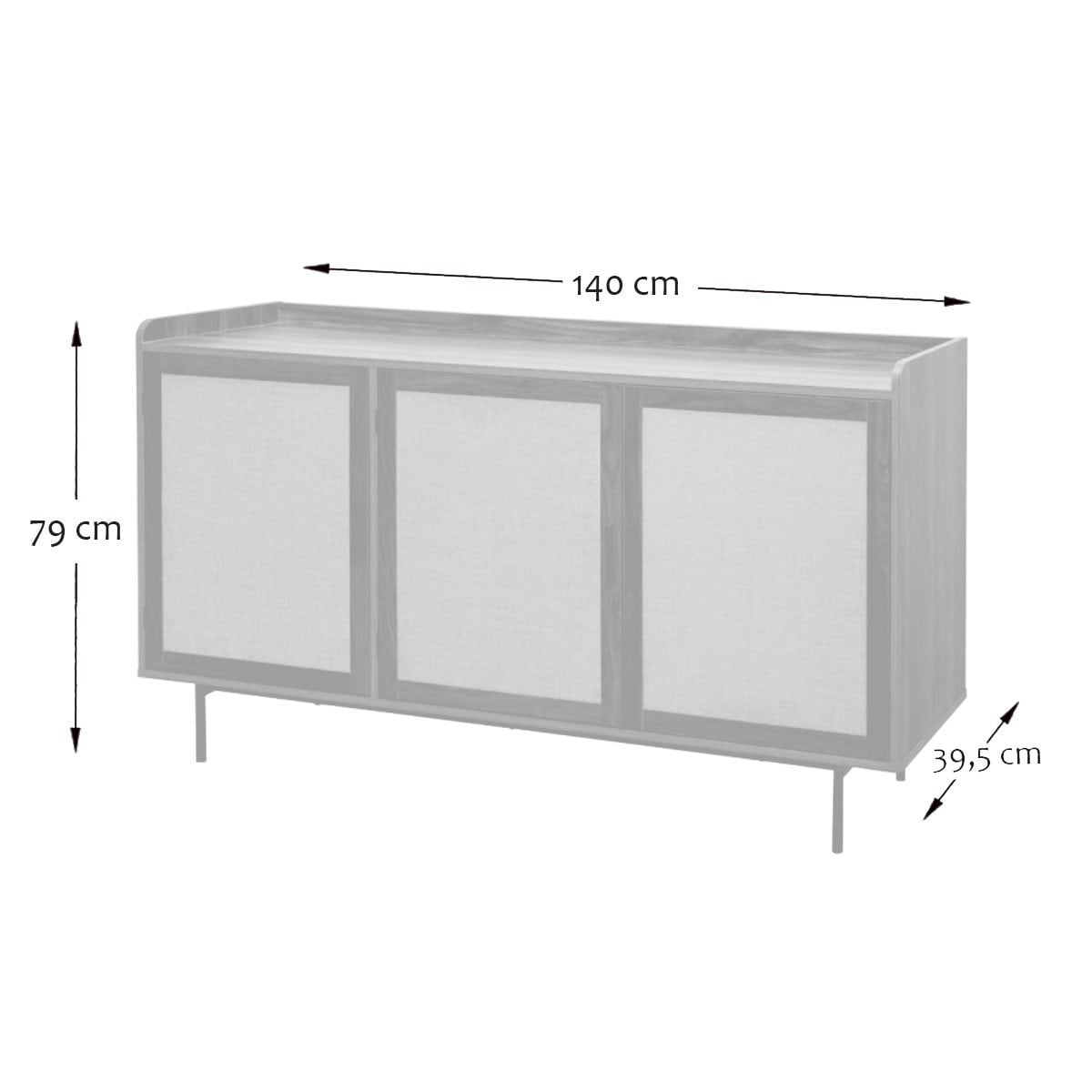 Buffet 3 portes décor noyer JETSON bois foncé, CALICOSY