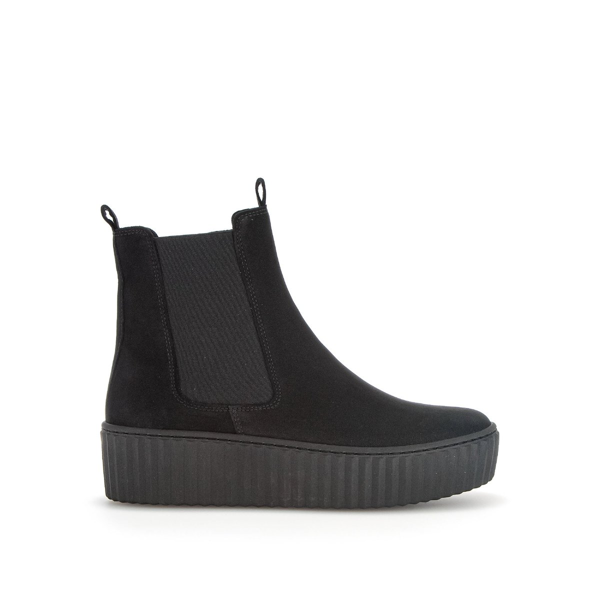 Bottines en cuir lisse à talon compensé noir, GABOR