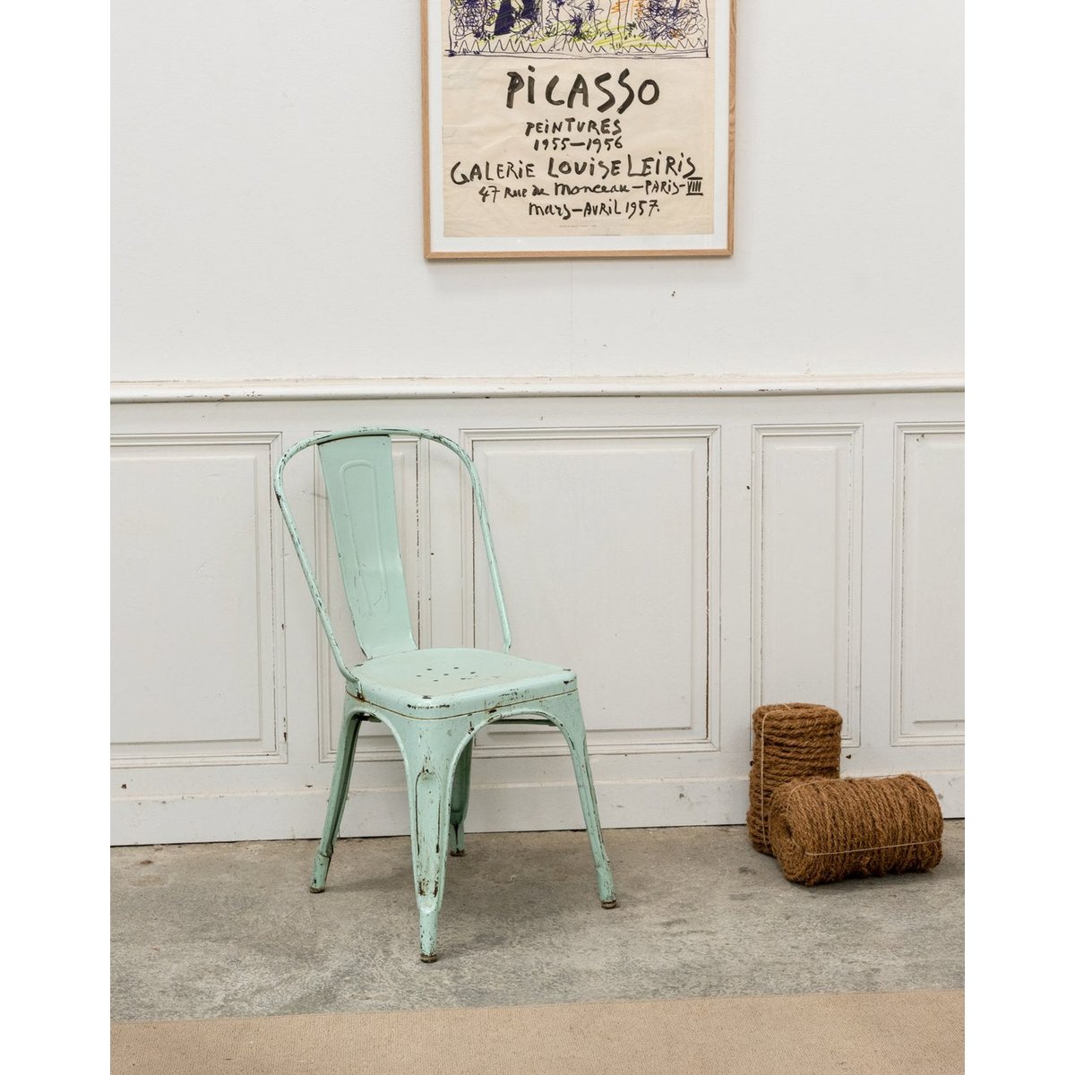 Chaise Tolix en métal vert menthe Alma N°1699 - Bon état vert, DEBONGOUT