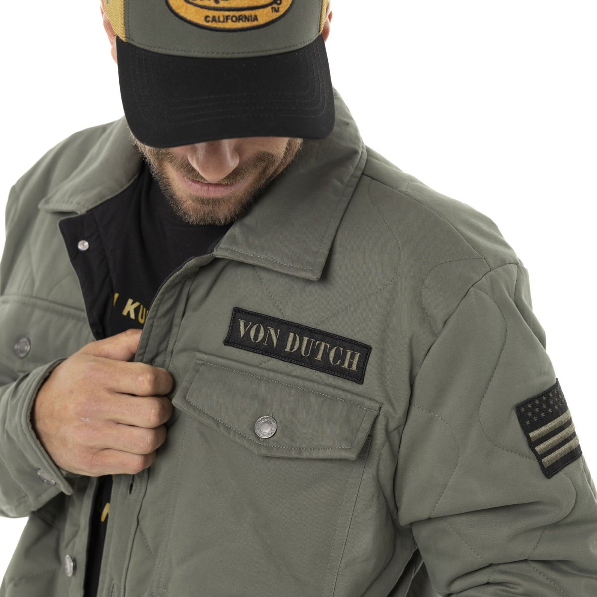 Veste coton HARPER kaki/noir, VON DUTCH