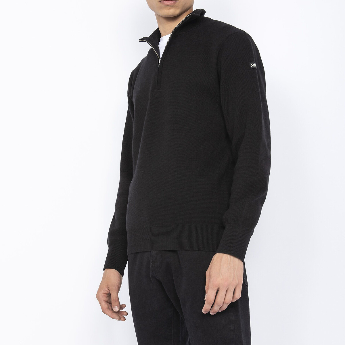 Pull col montant zippé Kern 3 noir, SCHOTT