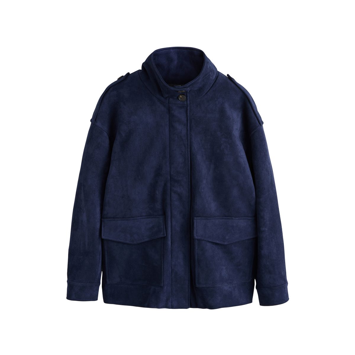 Veste en imitation daim à col cheminée bleu marine, NEXT