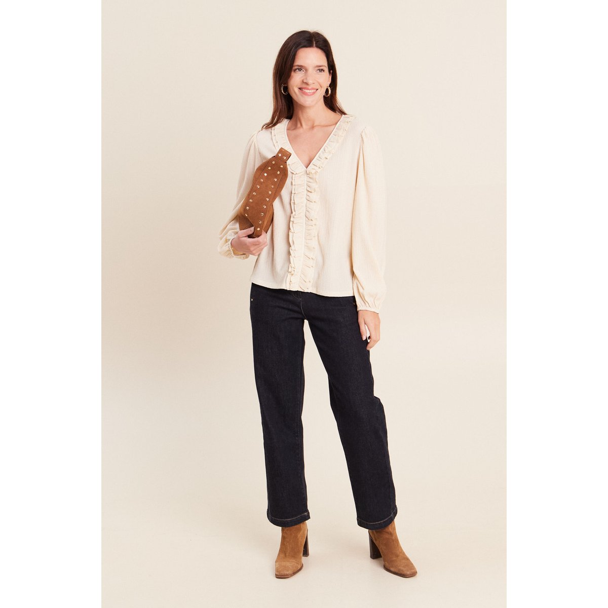 Jean droit taille haute 7/8ème denim brut, BREAL