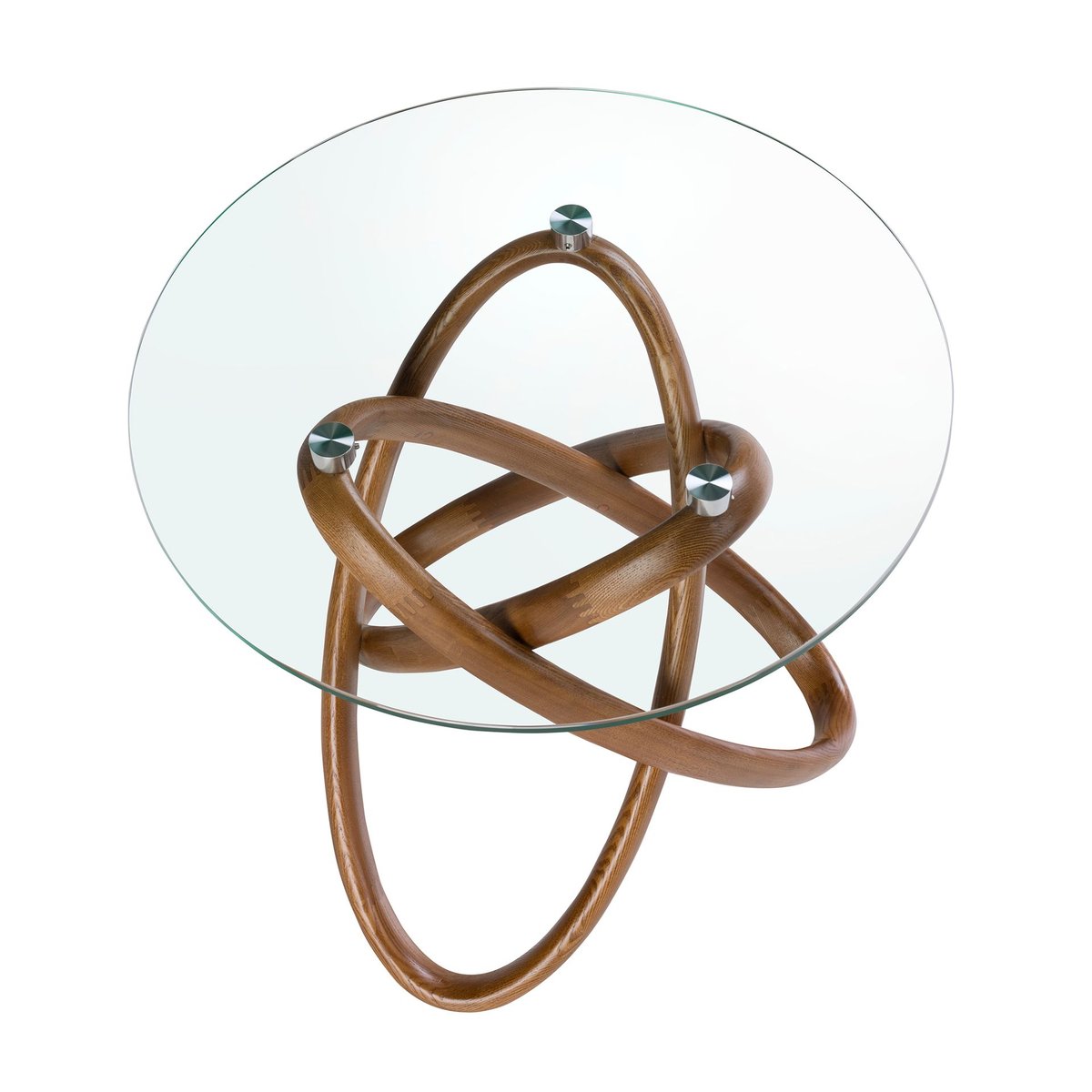 Table d'angle ronde en verre trempé et noyer glass | walnut, ANGEL CERDA
