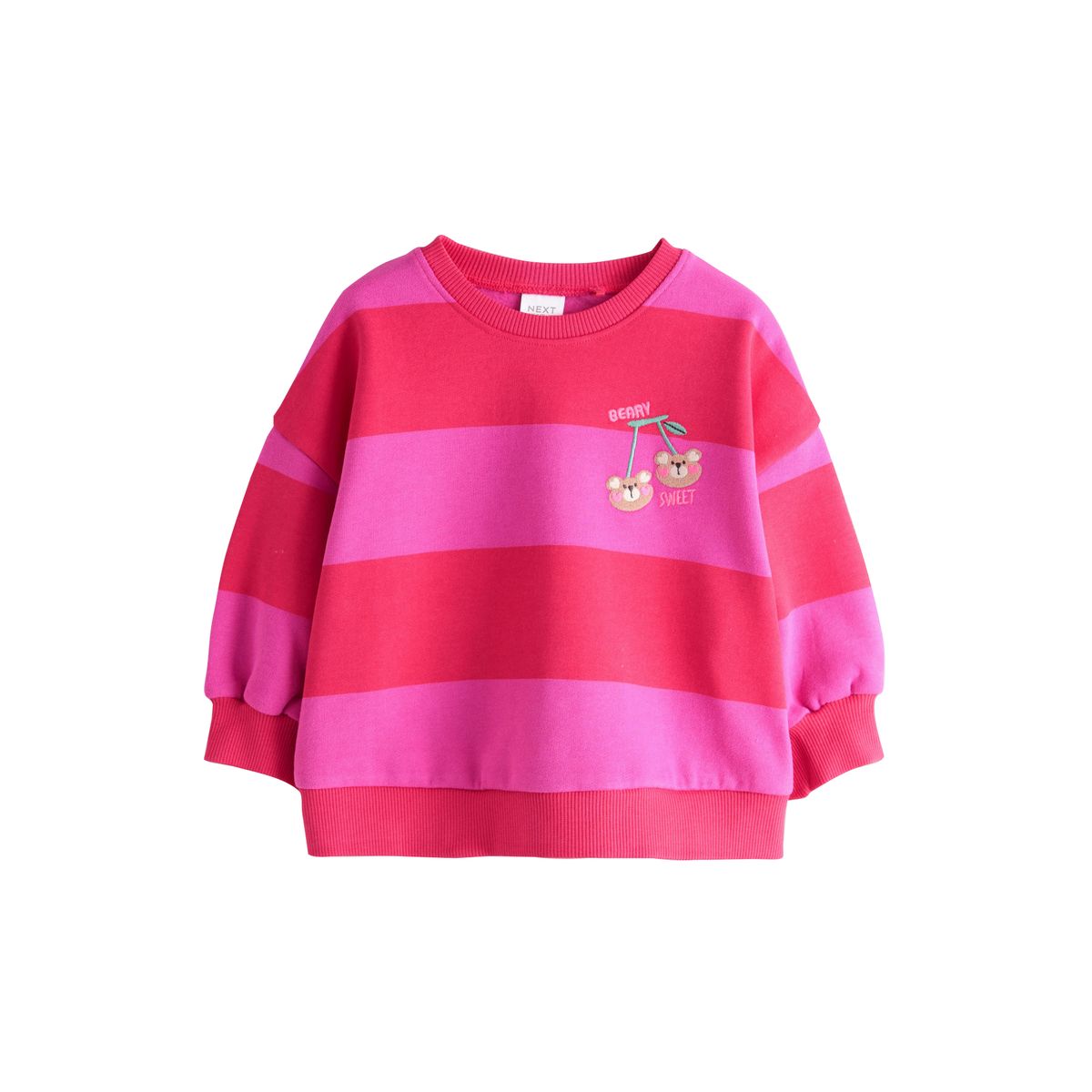 Sweatshirt de cou d'équipage rouge/rose rayé, NEXT