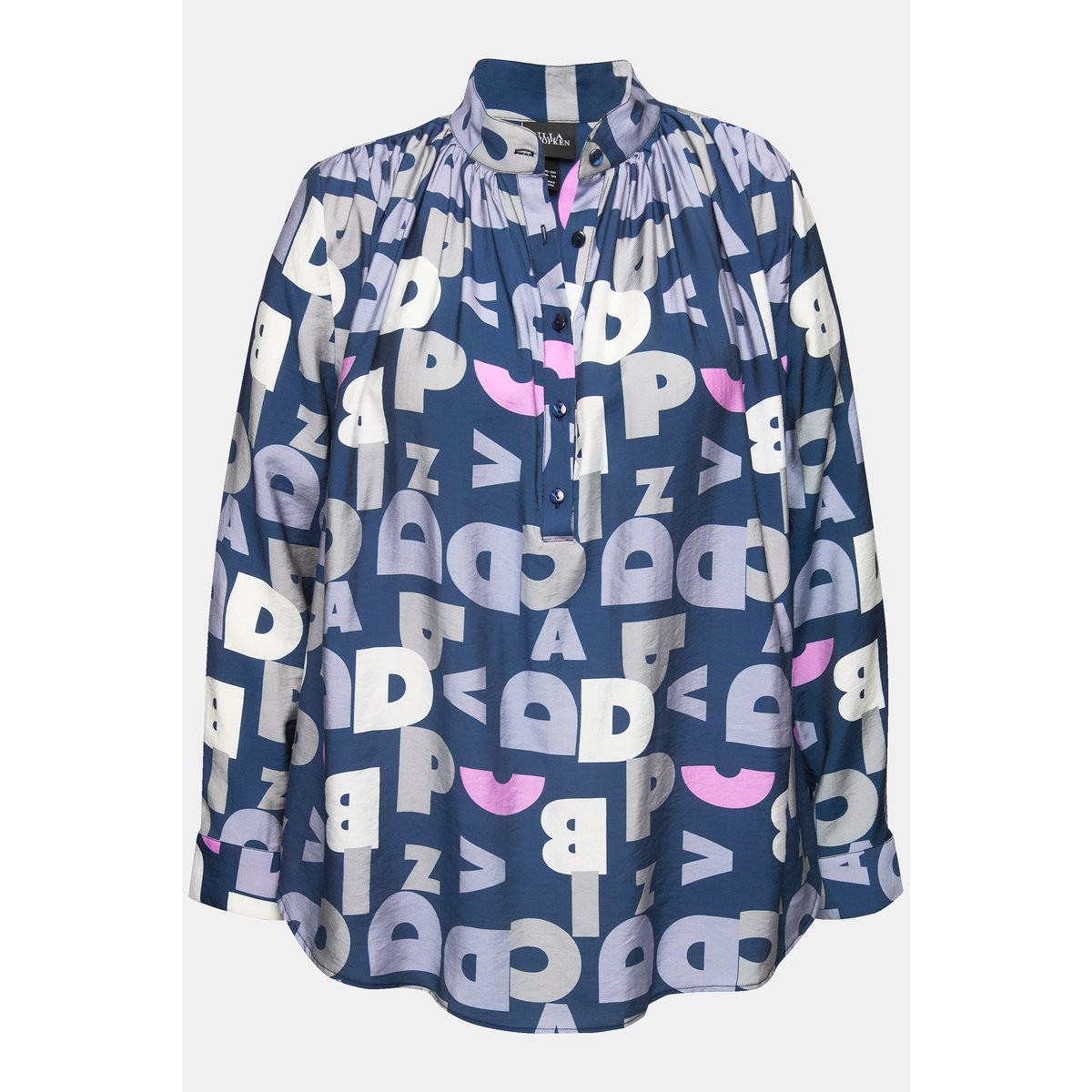 Chemisier à manches longues. Col chemise bleu encre, ULLA POPKEN