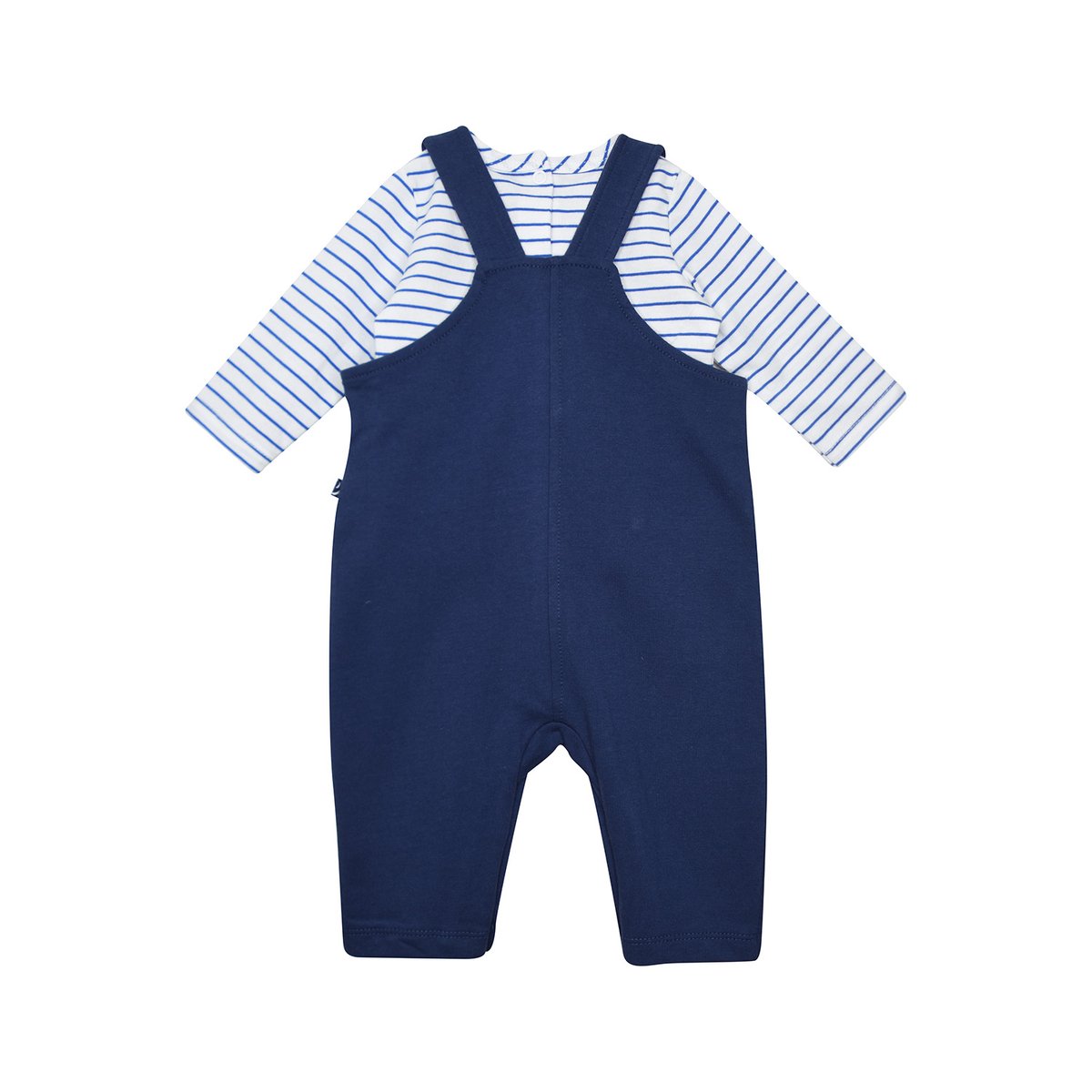 Tshirt salopette nicolae maille ouverture integrale bebe bleu, SUCRE D'ORGE