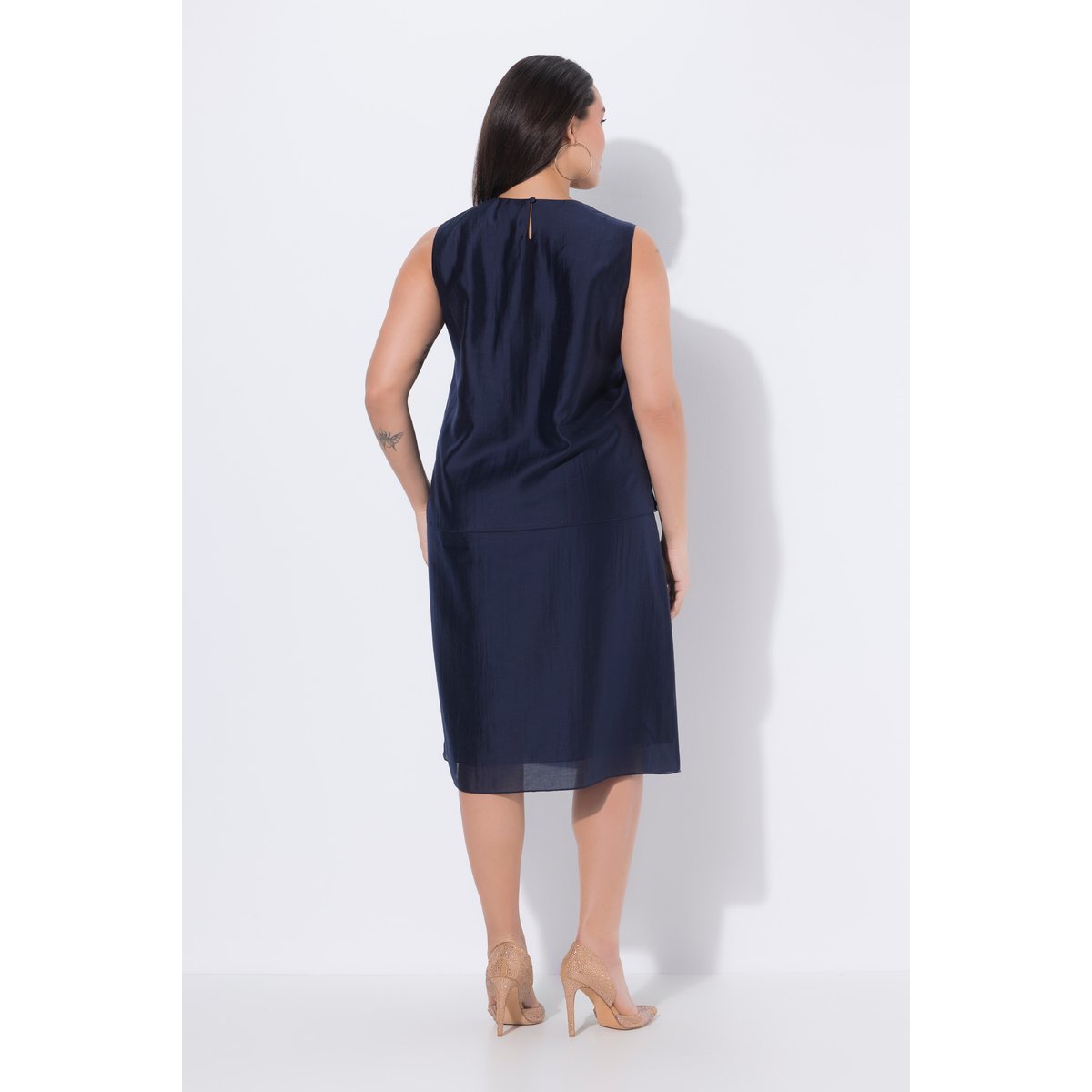 Robe midi sans manches en mousseline marine, ULLA POPKEN