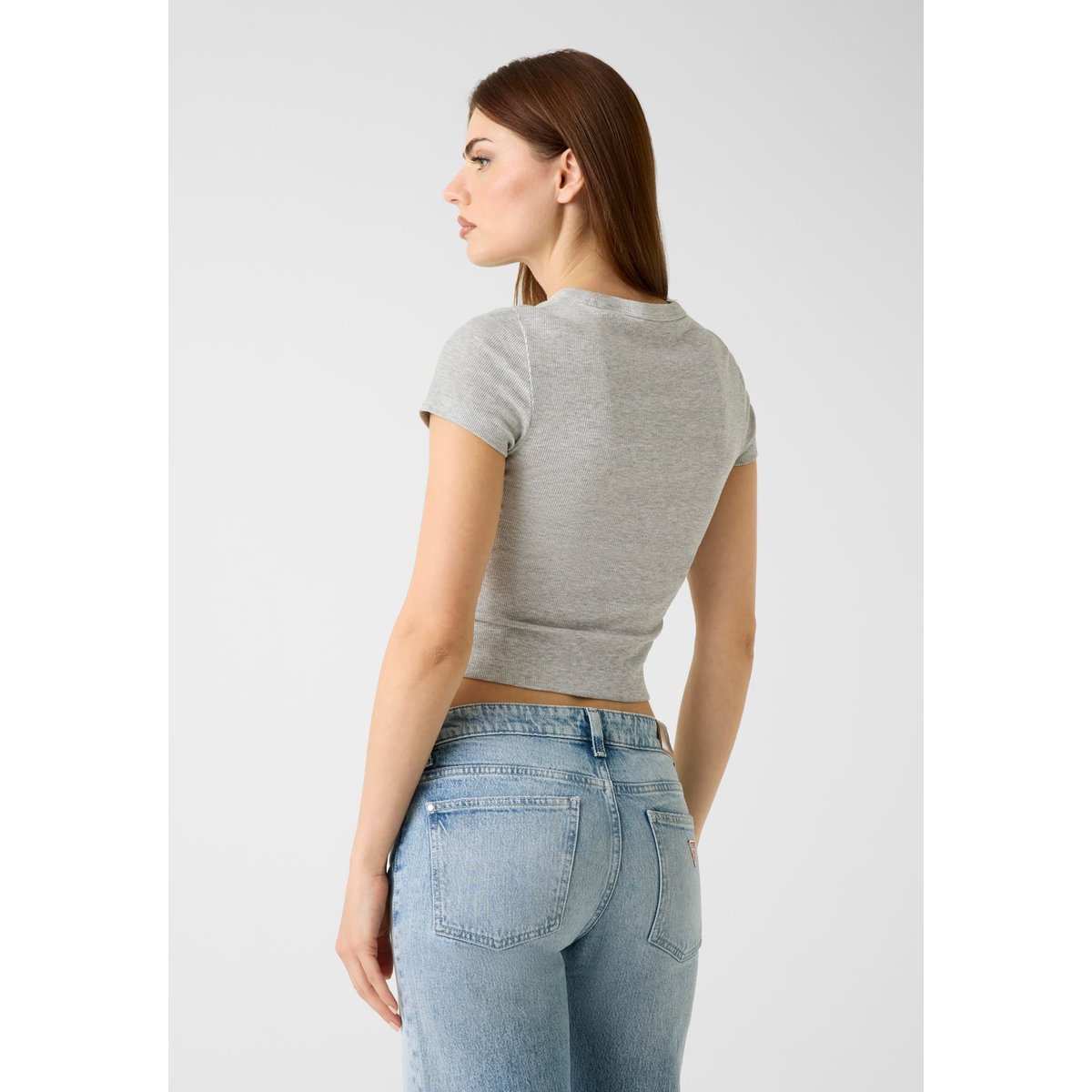 T-Shirt À Strass Logo gris, GUESS