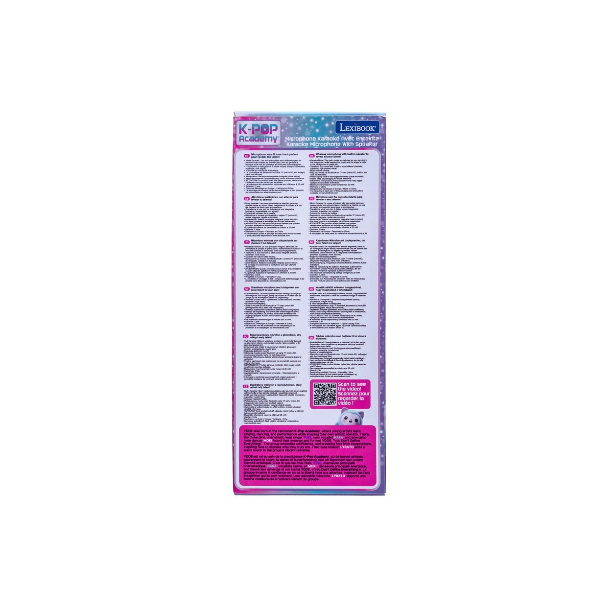 Karaoke Microphone sans fil K-Pop Academy - Microphone lumineux avec haut-parleur purple/blue/pink, LEXIBOOK