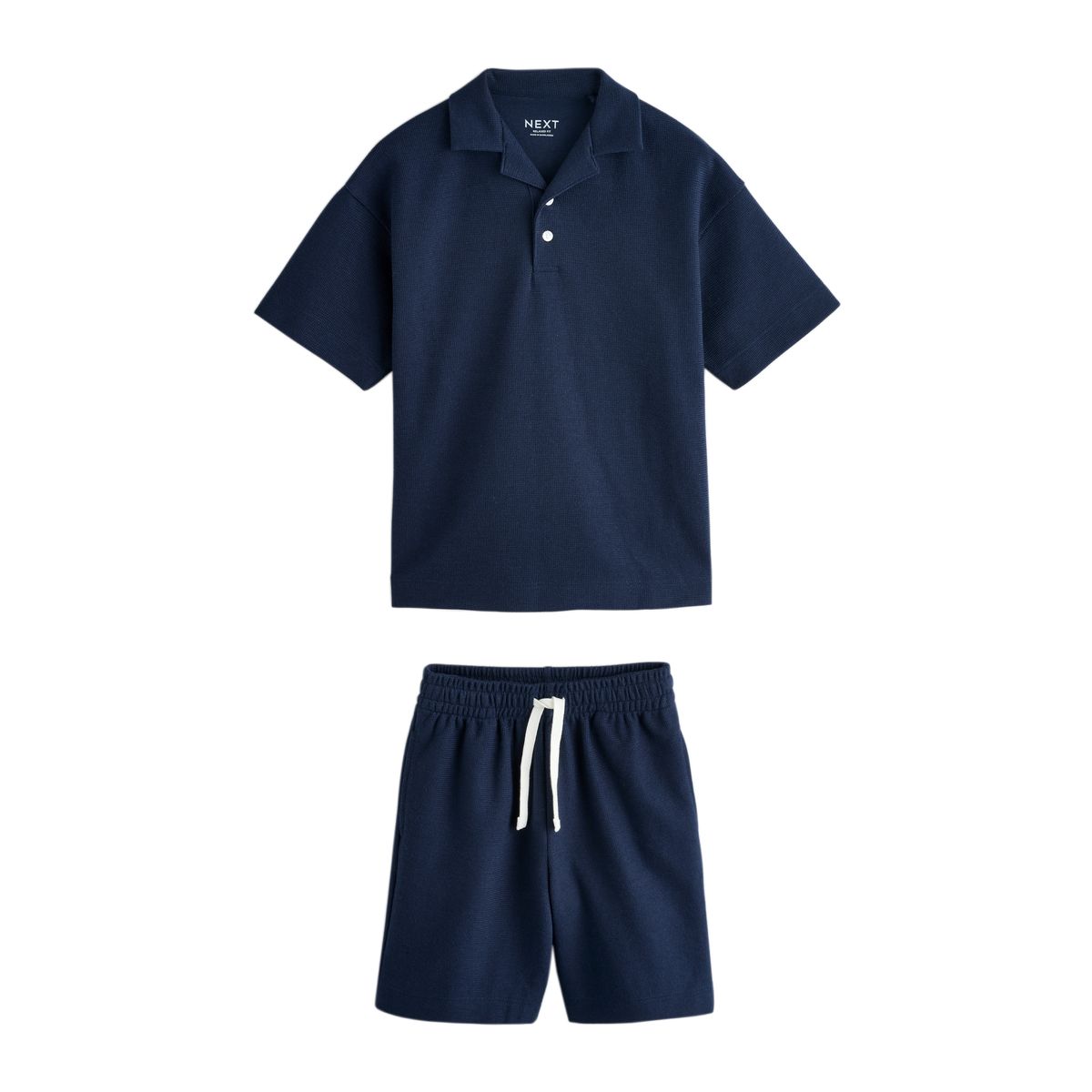 Ensemble short et polo texturé bleu marine, NEXT