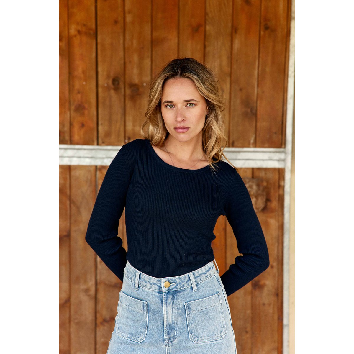 Pull col rond uni MOARA 25-marine, LA PETITE ETOILE
