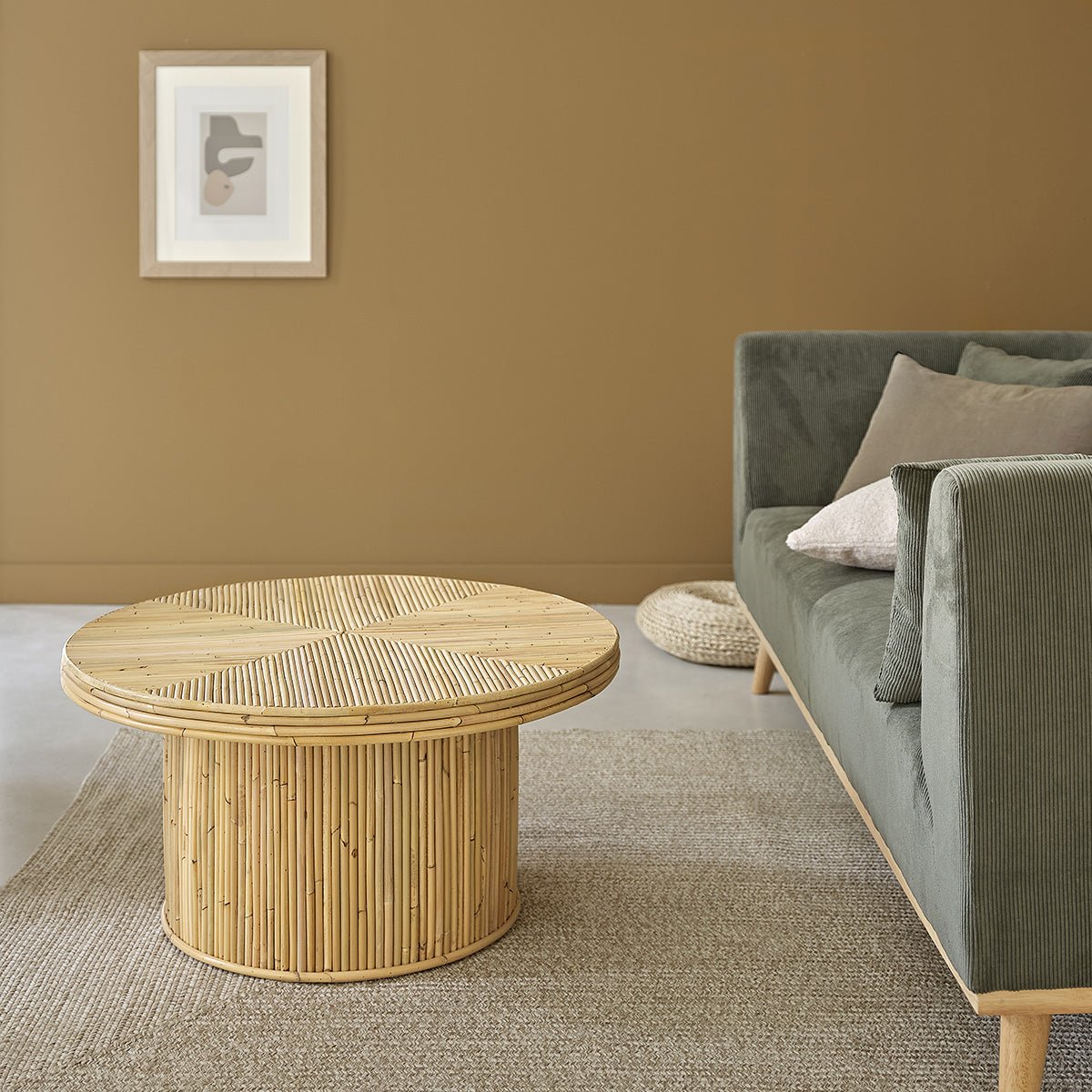 Table basse en canne de rotin 80 cm ALMA naturel, BERAH GETAH