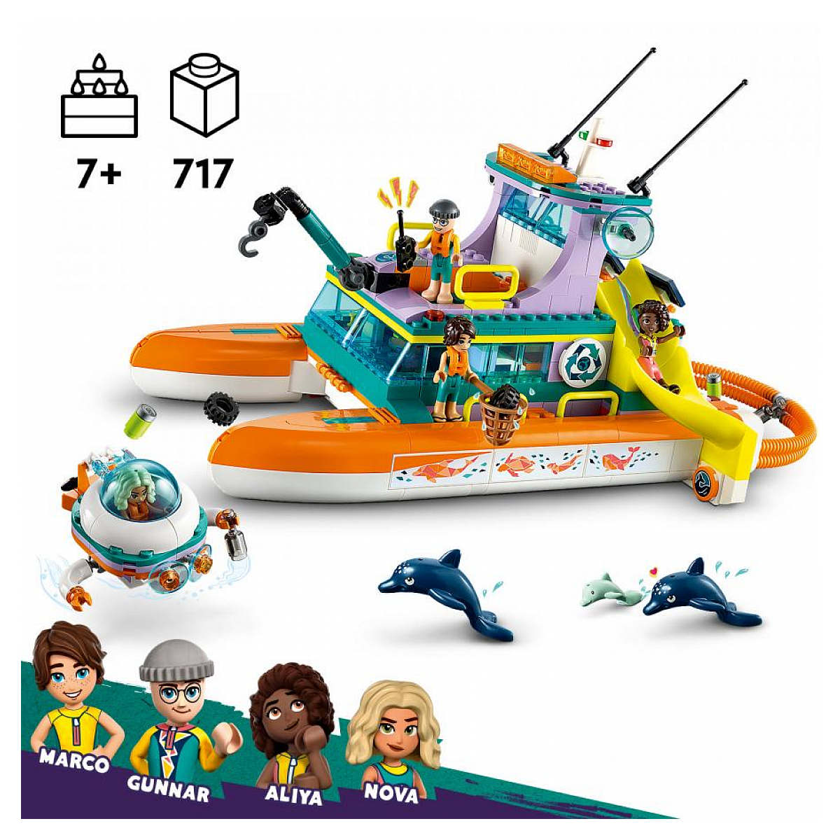 Friends Le bateau de sauvetage en mer multicolore, LEGO