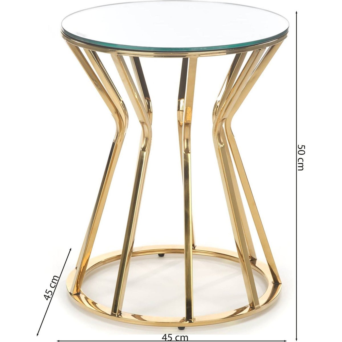 Table d'appoint ronde miroir PLIFIES doré et miroir transparent, RECOLLECTION
