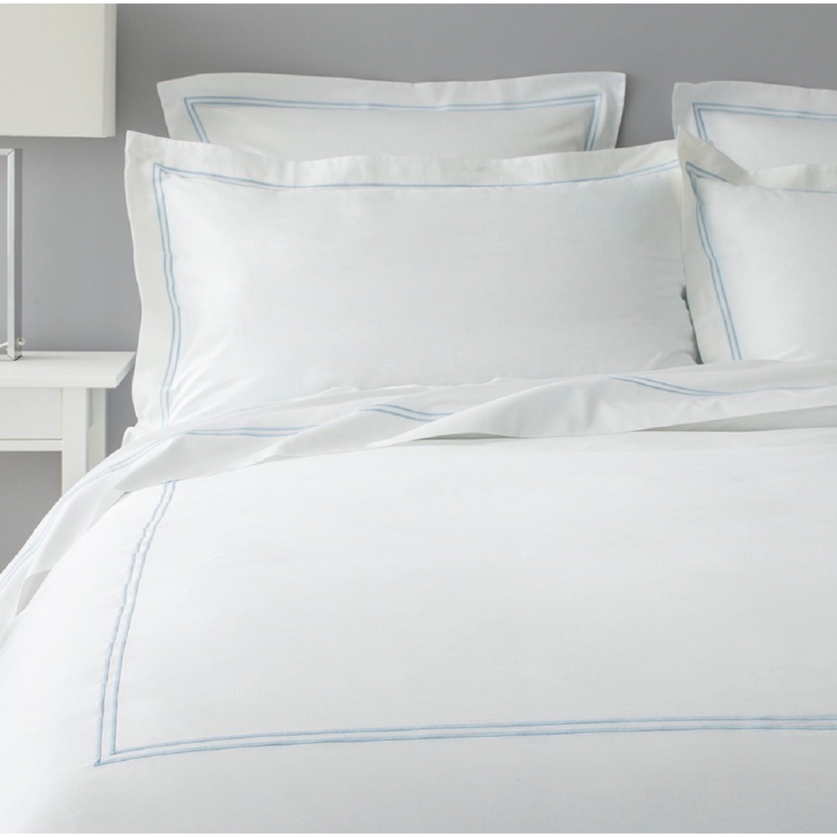 Drap plat satin de coton égyptien ELEGANCE bleu ciel, MPC MAISON