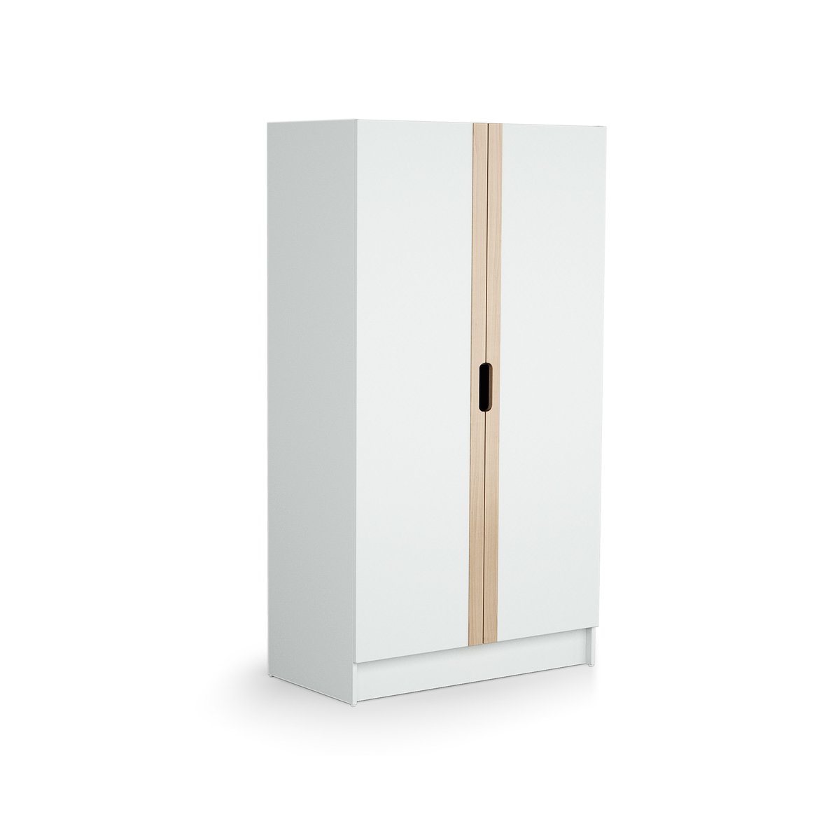 Armoire enfant 2 portes en bois CARROUSEL blanc et hêtre, JURABABY