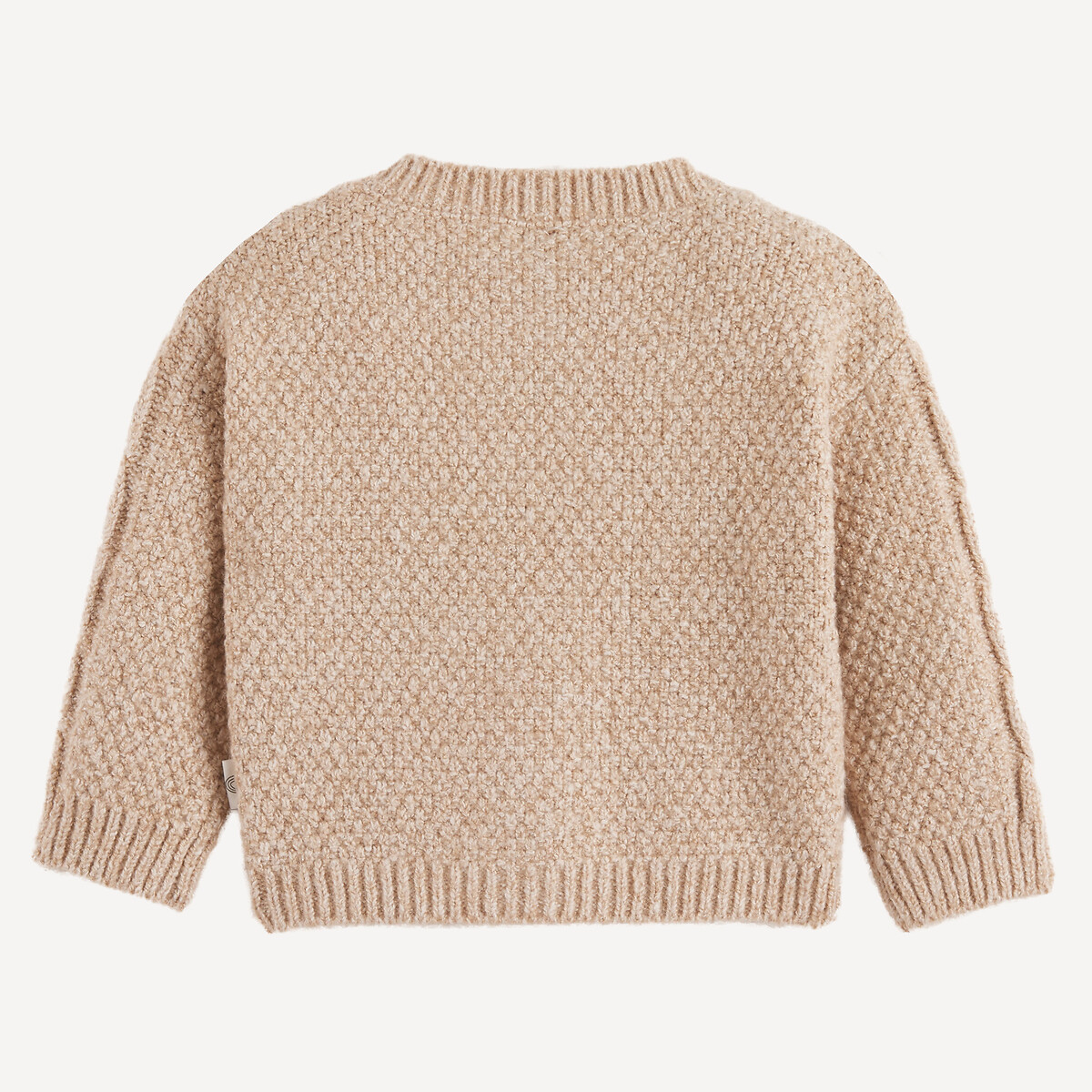 Gilet col rond, boutonné, en grosse maille torsadée ecru, LA REDOUTE COLLECTIONS
