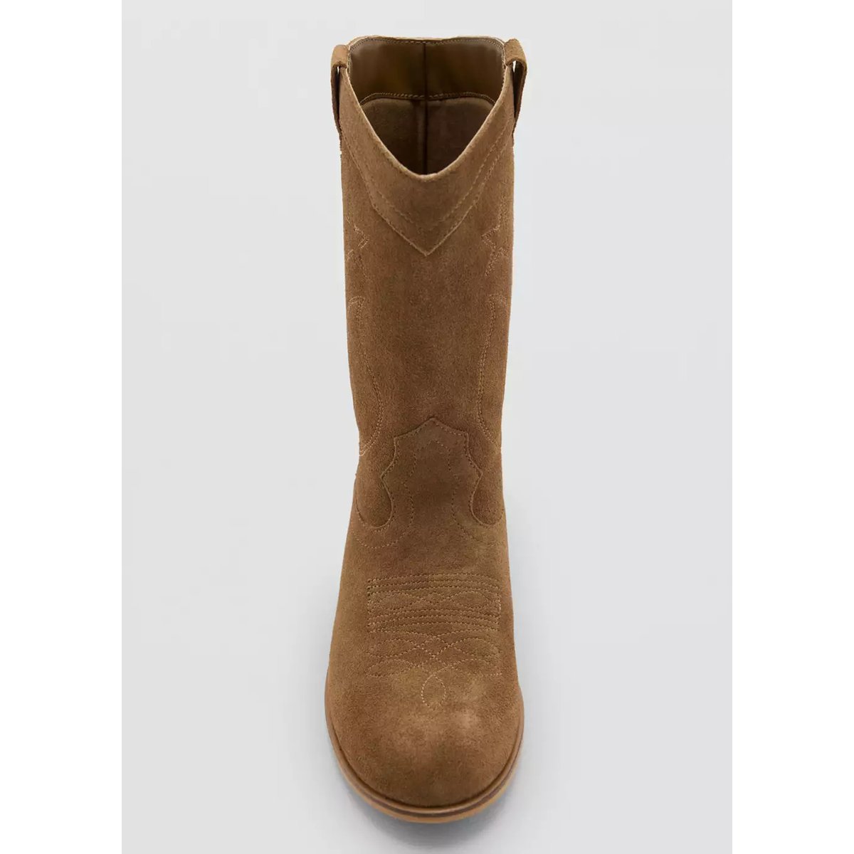 Bottes cowboy cuir broderie marron moyen, MANGO KIDS