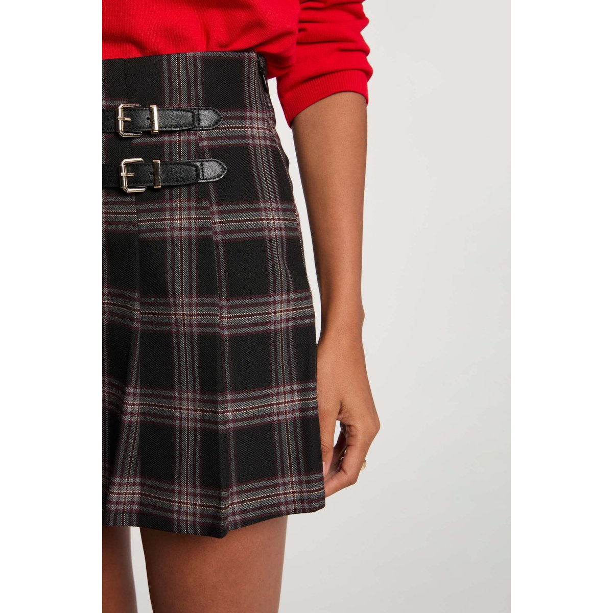 Jupe-short tweed droite noir, MORGAN