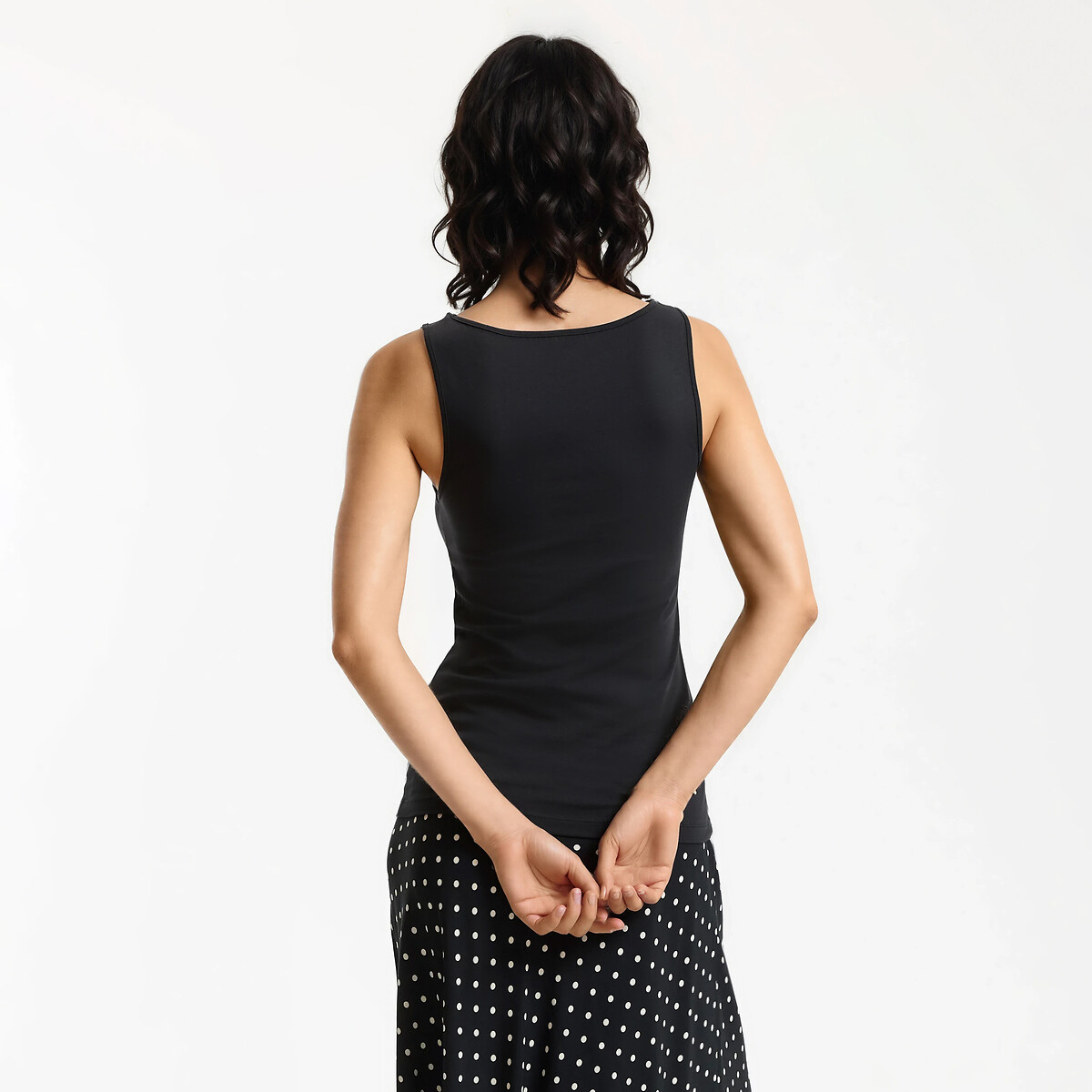 Camiseta sin mangas con cuello cuadrado negro, LA REDOUTE COLLECTIONS