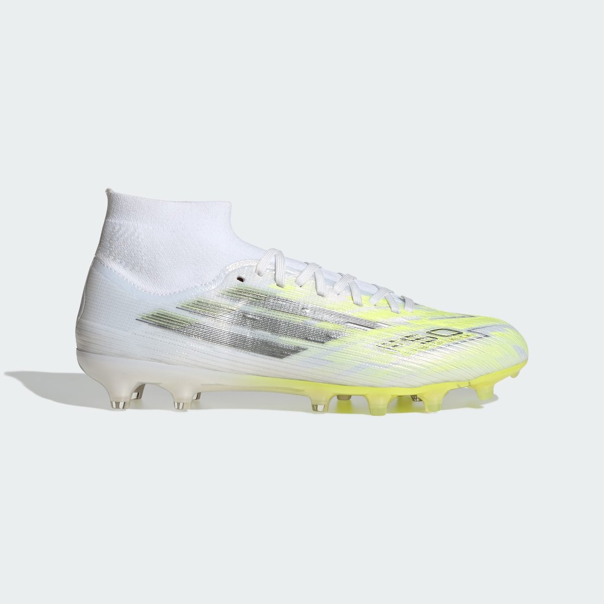 Chaussure De Football Femmes F50 Sparkfusion Pro Mid Cut Terrain Souple / Terrain Synthétique cloud white / iron metallic / hi-res yellow, adidas Performance