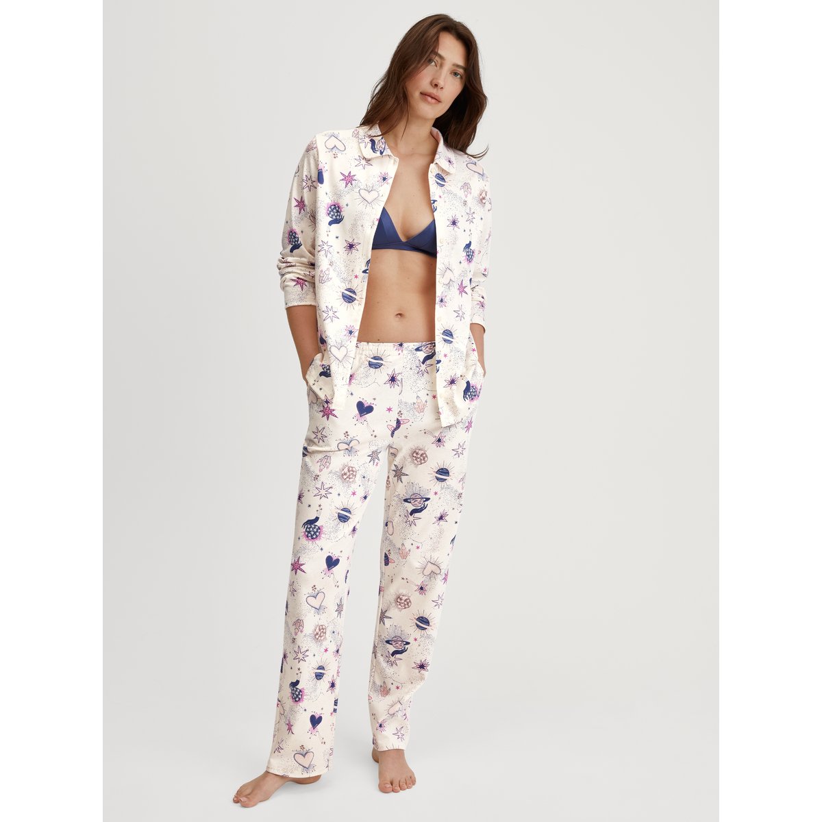 Bas de pyjama avec poches Coton FAVOURITES crème de charme, CALIDA