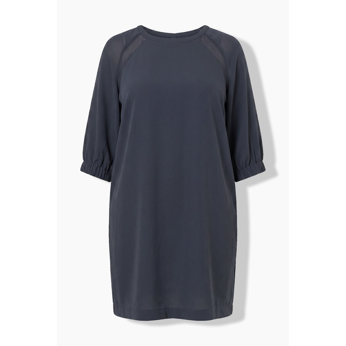 Robe décolleté rond et manches 3/4 ballon olive foncé, ULLA POPKEN