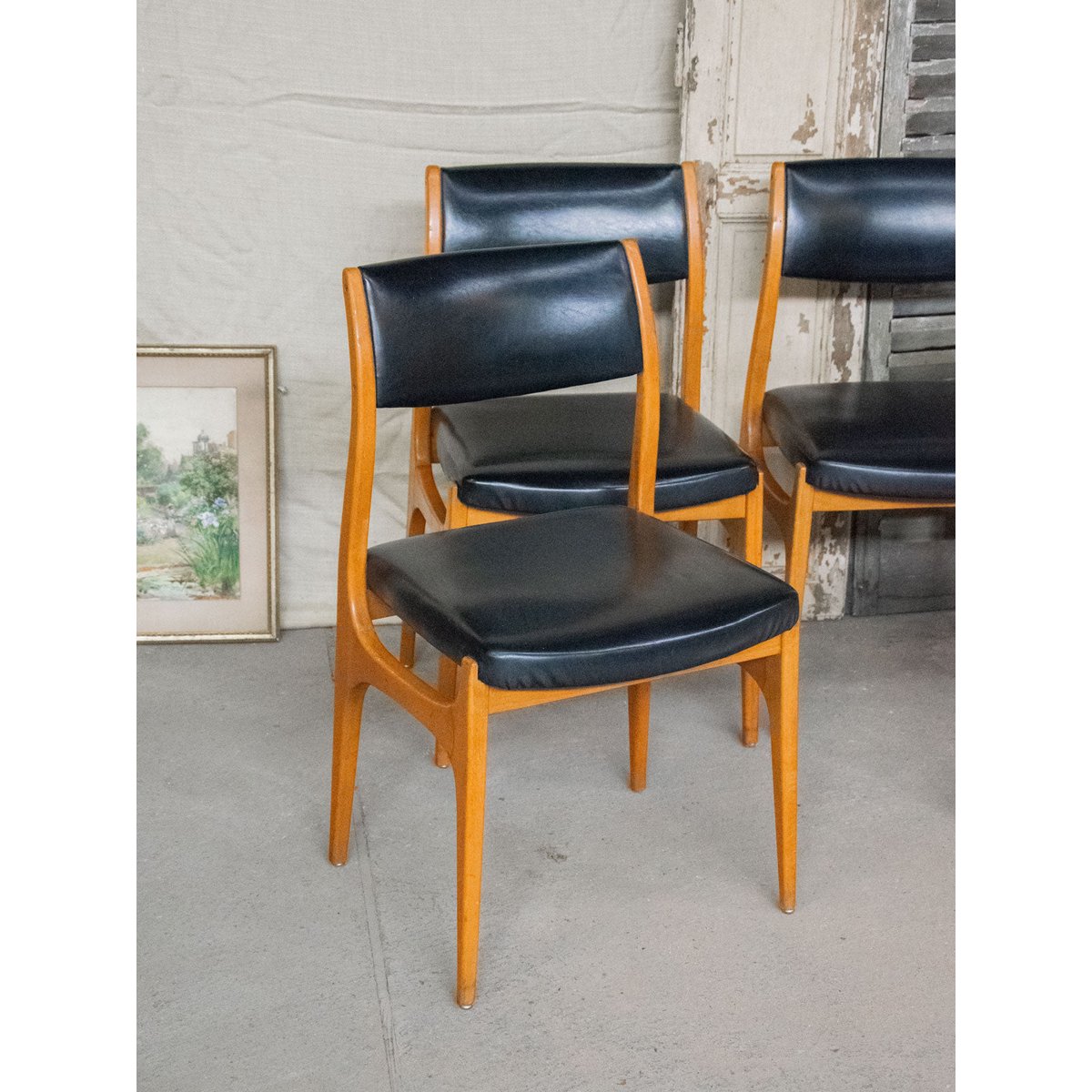 Lot de 4 chaises scandinaves Alma N°1095 - Bon état bois, DEBONGOUT